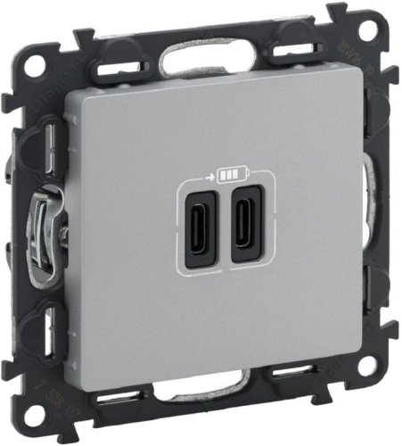 Розетка USB тип C+C без рамки Legrand Valena Life 2-м. 3000мА алюминий фото Розетка USB тип C+C без рамки Legrand Valena Life 2-м. 3000мА алюминий картинка